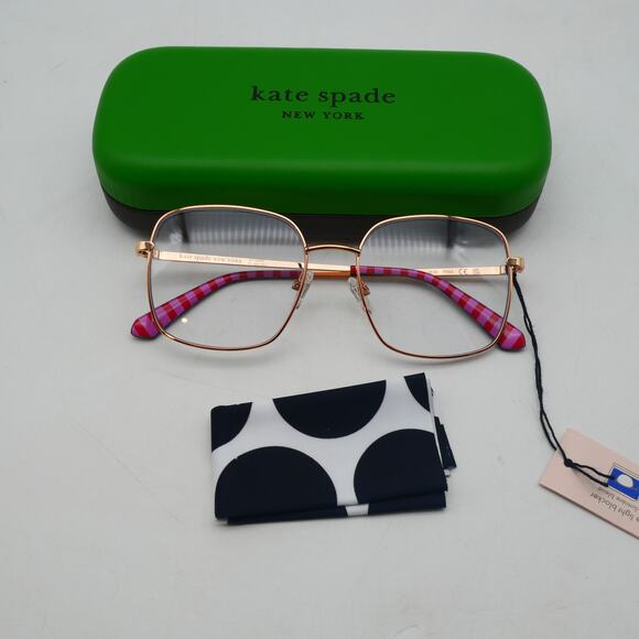 NEW Kate Spade Salome/BB Blue Light Blocking Eyeglasses Gold Square Frame - Picture 1 of 8